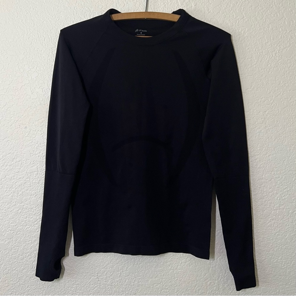 Womens P'tula Black Spandex Long Sleeve Active Top Size Small